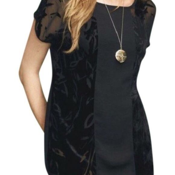 ✨CAbi 663 Black Velvet Burnout Sheer Top - Picture 1 of 6